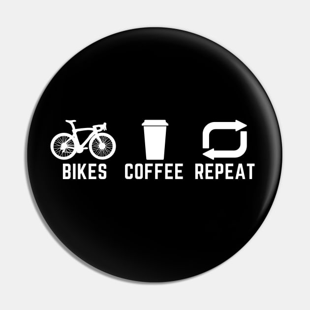 Bikes Coffee Repeat Cycling Shirt, Bicycles Coffee Repeat Cycling Shirt, Cycling and Coffee Lover, Casual Cyclist, Bikes and Coffee Pin by CyclingTees