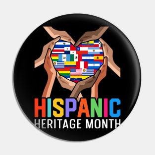 Latin Countries Hands Heart Flags Hispanic Heritage Month Pin