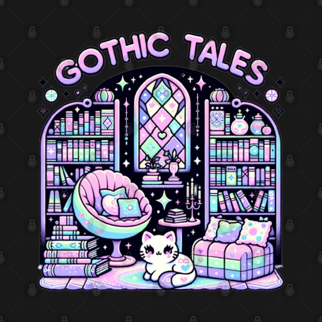 Gothic Tales Pastel Goth Library Kawaii Cute Chibi by Lavender Celeste