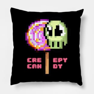 Creepy lollipop candy in pixel art Pillow