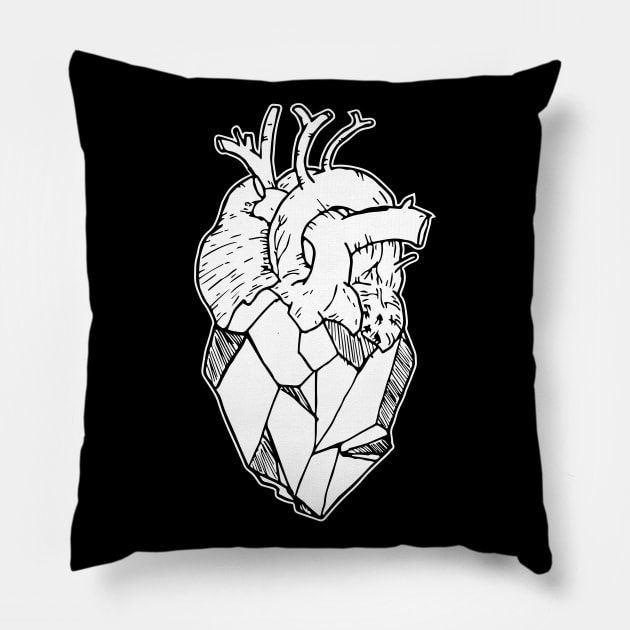Frail Geometric Heart Hand Drawn Art TPinktober2019 Pillow by BadDesignCo