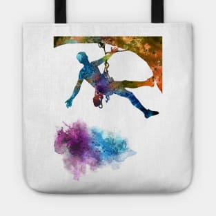 Rock climbing extreme sport man Tote