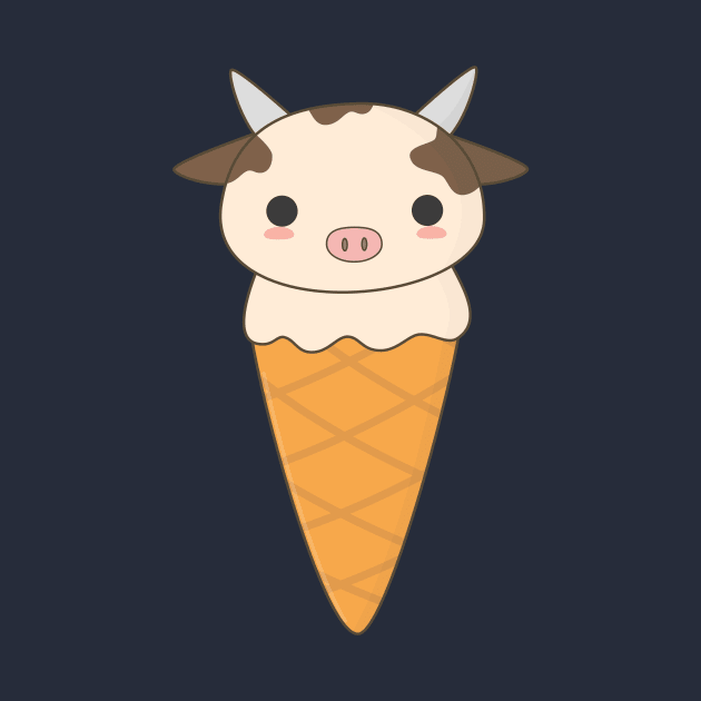 Kawaii Cute Cow Ice Cream T-Shirt by happinessinatee