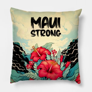 Maui Hawaii: Maui Strong on a Dark Background Pillow
