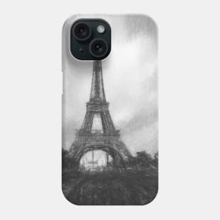 Eiffel Tower in Paris black white sketch Phone Case