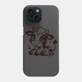 Adorable Sitting Cow with Flowers in Hair Phone Case