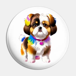 Tie Dye Shih Tzu Puppy 02 Pin