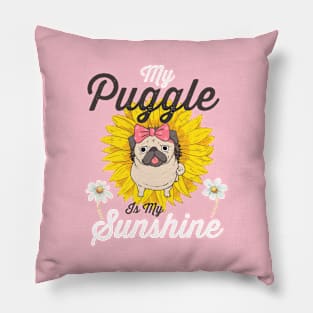 Puggle and Sunflowers Dog Lover Gifts For Women and Girls Pillow