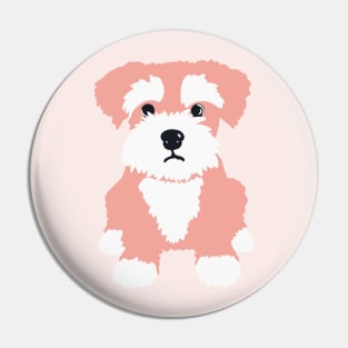 Sweet Pink Miniature Schnauzer Puppy on Dark Blue Background Pin