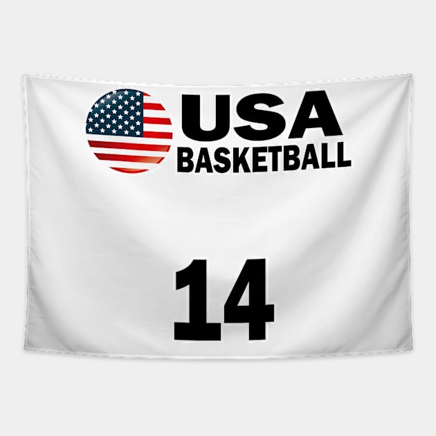 USA Basketball Number 14 T-shirt Design Tapestry by werdanepo