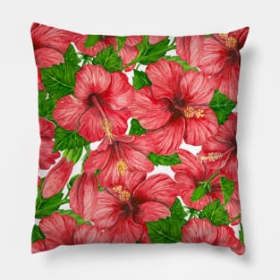 Red hibiscus pattern II Pillow