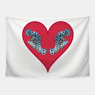 Cute motif of a fish | Small fish in a red heart | Tapestry