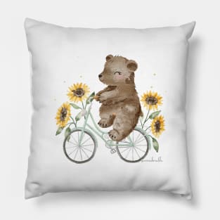 Sunflower bike bear Pillow