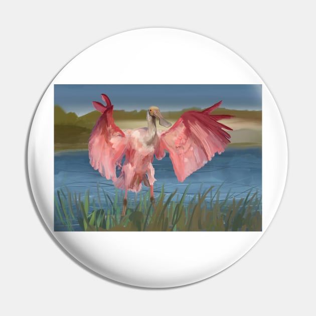 A Possessive Roseate Spoonbill Bird Pin by laceylschmidt