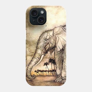 An Elephant and A Lion - Vintage Artwork Phone Case