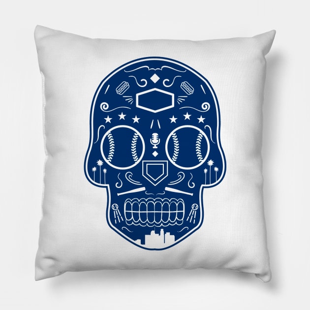 Los Angeles Baseball Sugar Skull Pillow by StickyHenderson