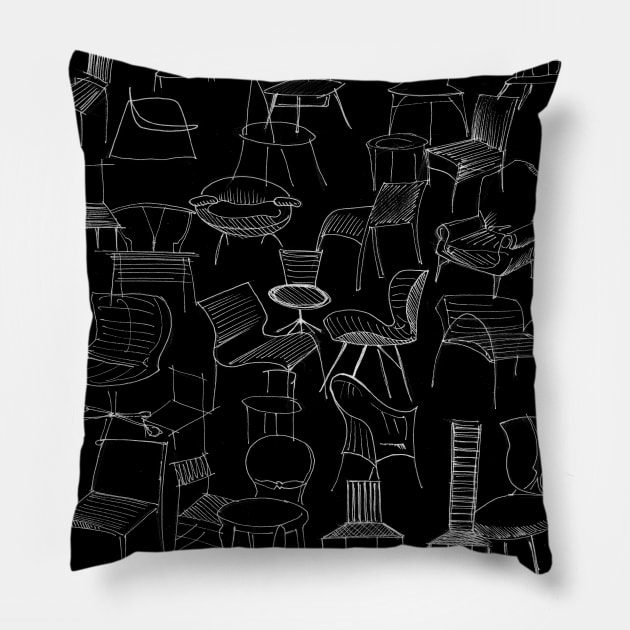 furniture sketch pencil art Pillow by jorge_lebeau