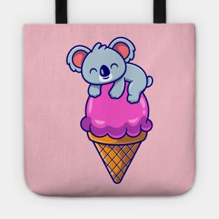 Cute Koala On Ice Cream Cone Cartoon Tote