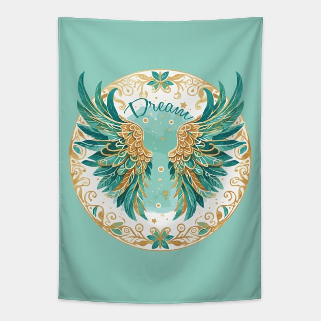 Angel Wings Watercolor Dream Tapestry by Heartsake