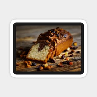 Marbled pound cake on a wooden board Magnet