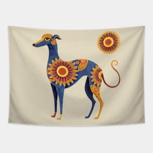 Greyhound dog with boho sunflower pattern Tapestry