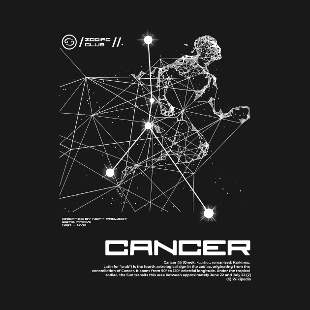 Cancer, Zodiac club, back print by NEFT PROJECT