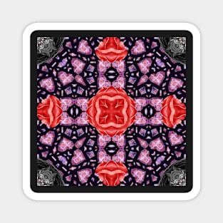 Crystal Hearts and Flowers Valentines Kaleidoscope pattern (Seamless) 40 Magnet