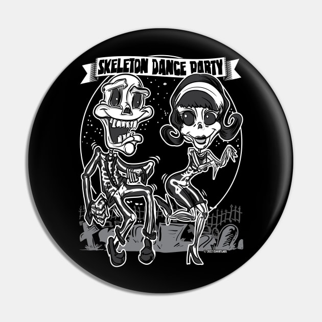 Skeleton Dance Party at the Cemetery Pin by eShirtLabs