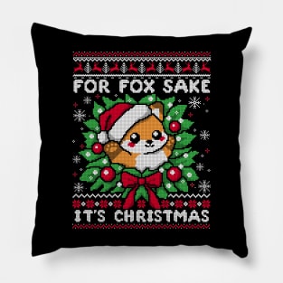 For fox sake ugly christmas sweater Pillow