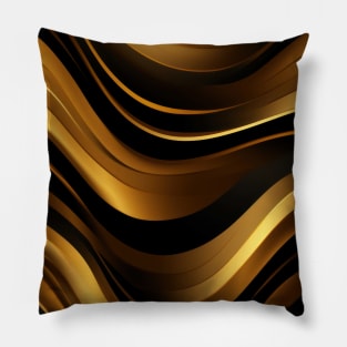 Golden Harmony: Abstract Stripes in Luxe Gold Pillow