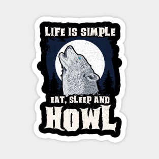 Eat, Sleep and Howl Wolf Vintage Grunge Halloween Magnet