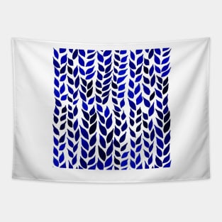 Simple Watercolor Leaves -  Navy Blue Tapestry