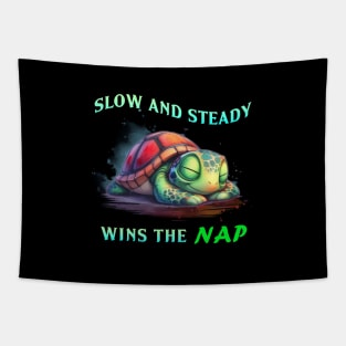 Turtle "Slow and Steady Wins The NAP" T-Shirt | Funny Painted Box Turtle Shirt | Perfect Cute Vacation tshirt | Best Lazy Animal Lover Gift Tapestry