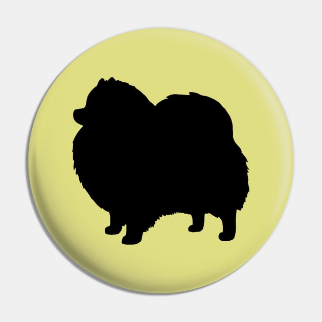 Black Pomeranian Dog Silhouette Pin by Coffee Squirrel