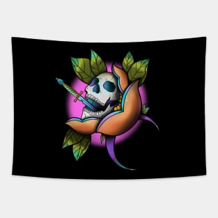 Skull Dagger and Flower Tapestry