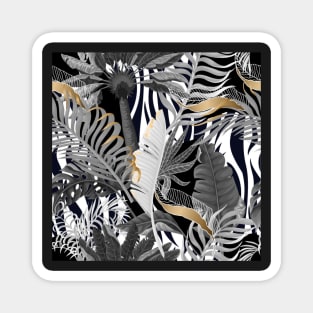 Shades of grey and gold jungle Magnet