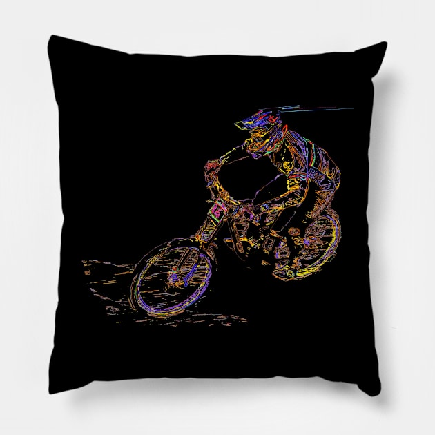 mtb downhill Pillow by rickylabellevie