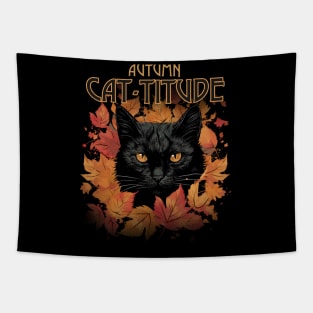 Autumn Cat Cat-Titude Halloween Season Tapestry