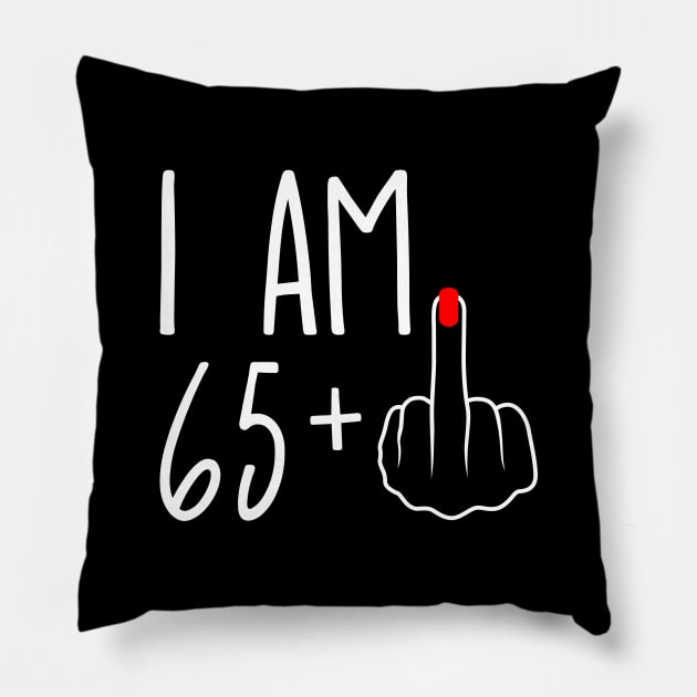 Vintage 66th Birthday I Am 65 Plus 1 Middle Finger Pillow by ErikBowmanDesigns