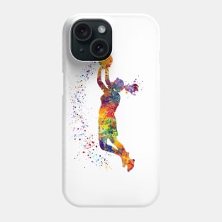 Girl Basketball Player Shooting Watercolor Phone Case