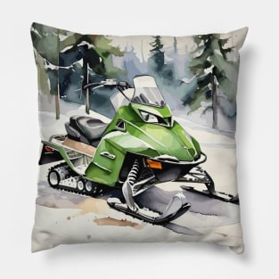 Green Snowmobile Pillow