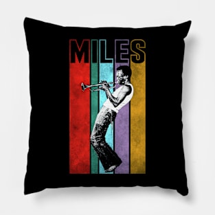 Miles Davis Retro Vintage Stripes Pillow