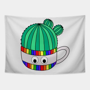 Cute Cactus Design #112: Barrel Cactus In Rainbow Mug Tapestry