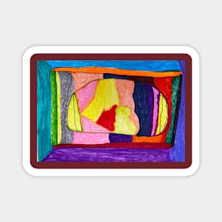 Abstract Double Edged Rock Wall Art With Vibrant Colourful Magnet