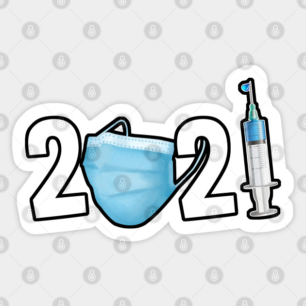 2021 Funny Mask and Vaccine - 2021 - Sticker