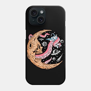 Astronaut Battling a Dead Crescent Moon with Tentacles Phone Case