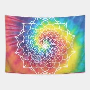 RAINBOW SWIRL MANDALA Tapestry