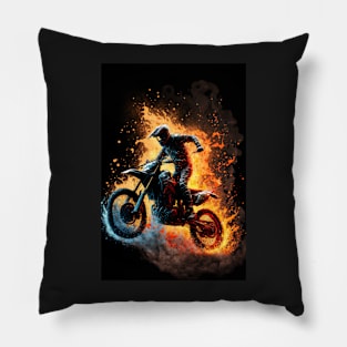 Dirt Bike With Flames Pillow