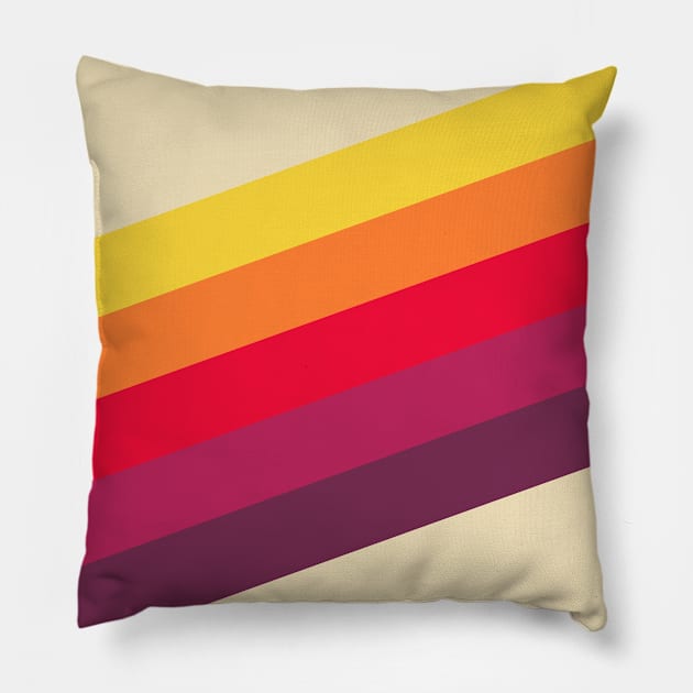 Retro Vintage 70s Stripes Pillow by Tingsy