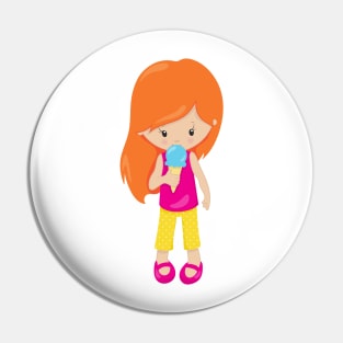 Girl With Ice Cream, Cute Girl, Orange Hair Pin